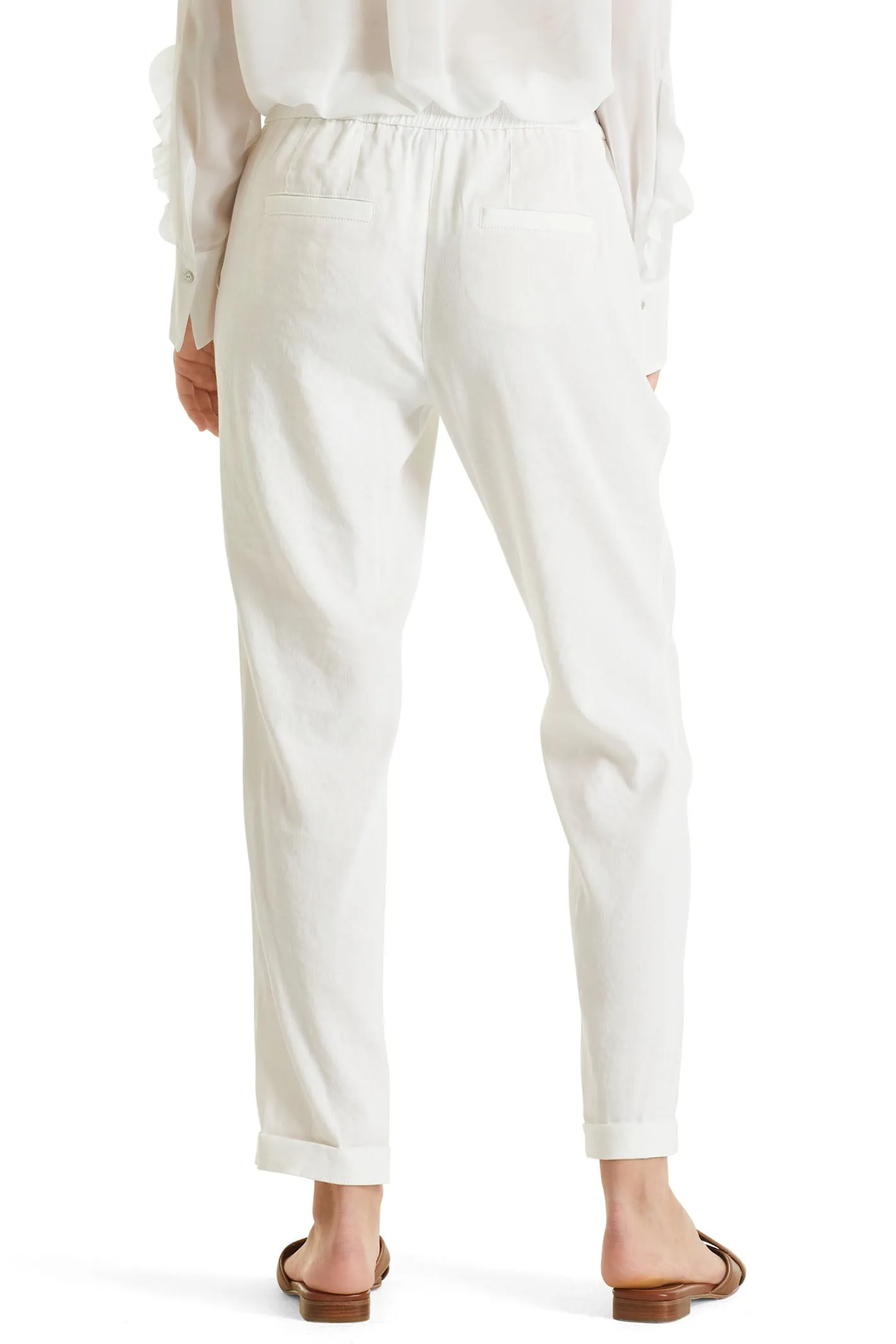 Marc Cain Collections WC 81.59 W47 110 Off White Pull-On Linen Mix Trousers