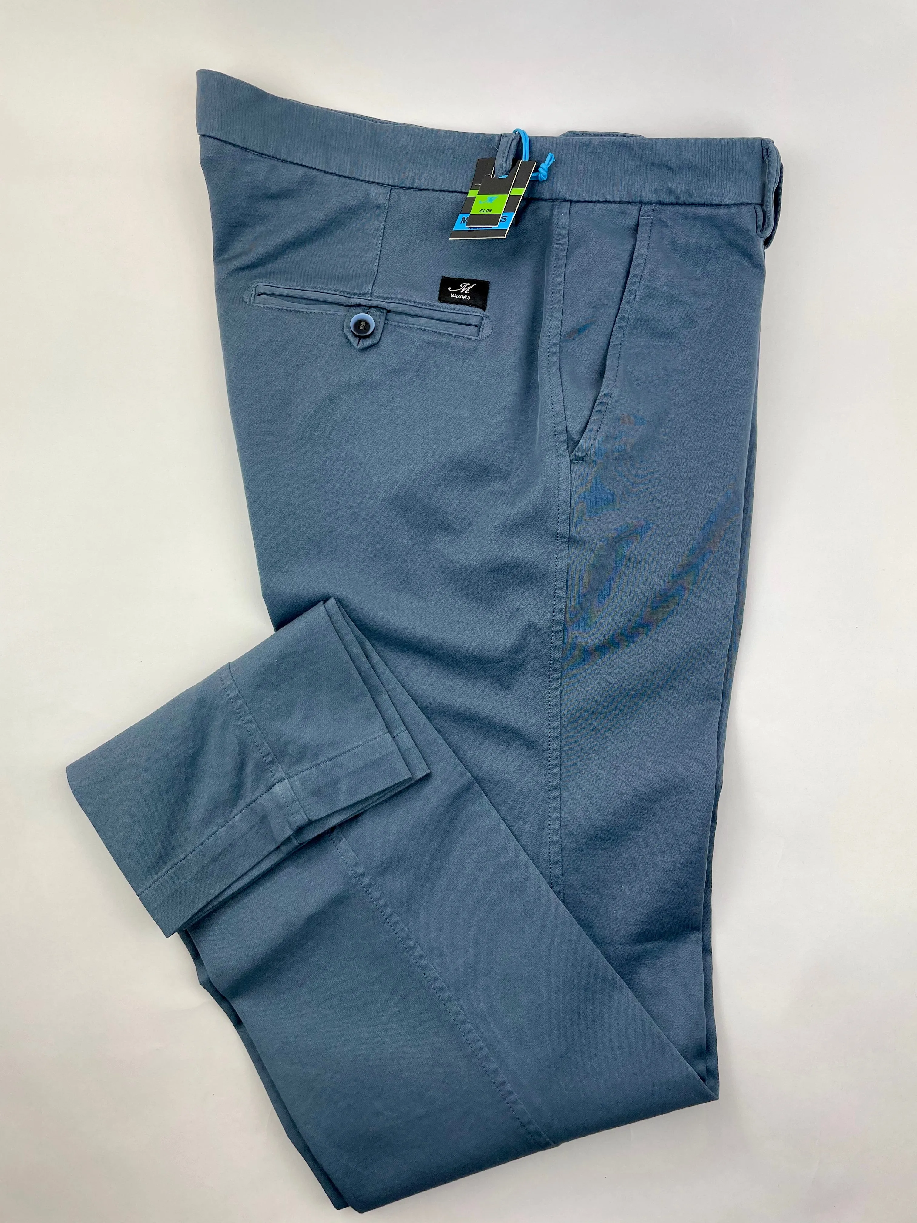 Mason's Torino Jersey Fabric Chino Shark Blue