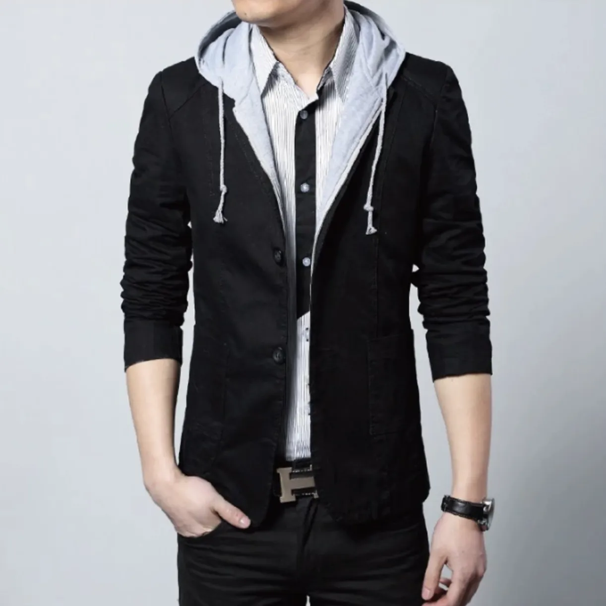 Mens Blazer with Removable Hood