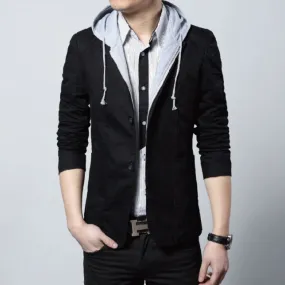 Mens Blazer with Removable Hood