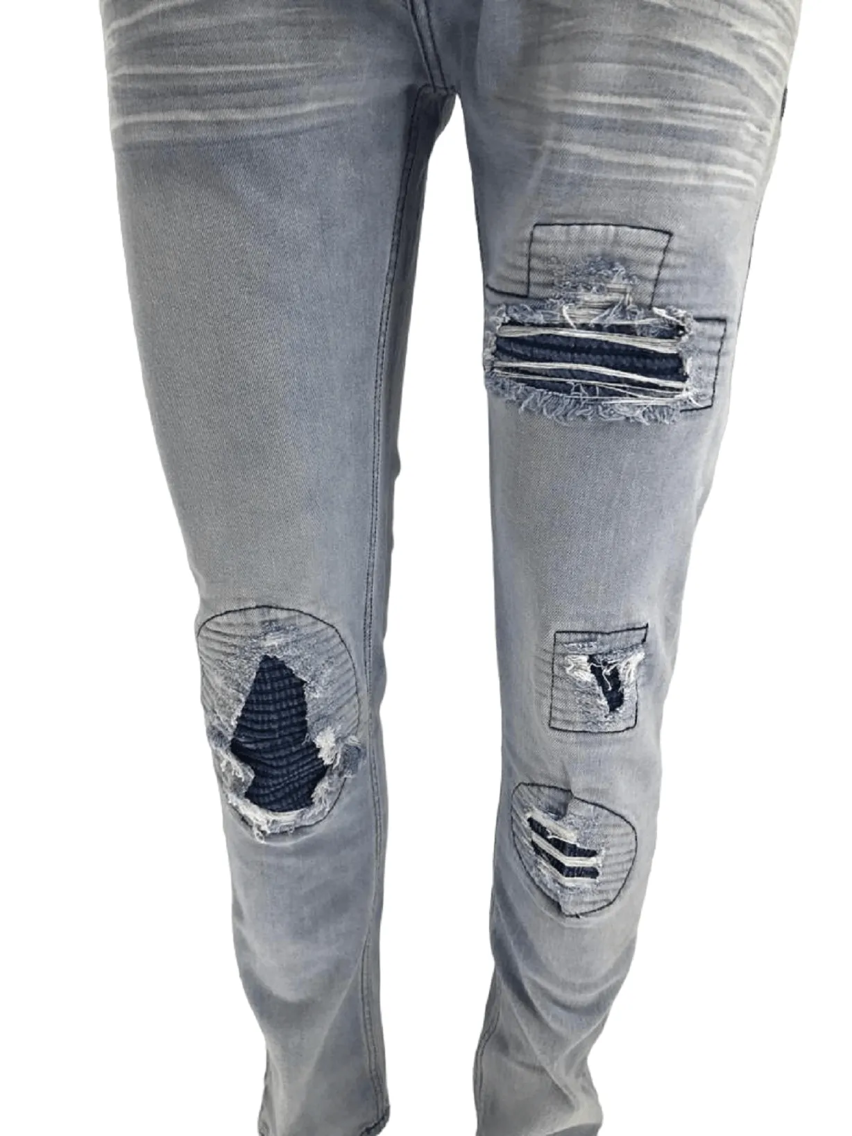 Men's Ripped Jeans Light Blue Men Peviani Carrot Fit Jean Designer Slim Patchwork Biker Denim Trouser Jeans Pants
