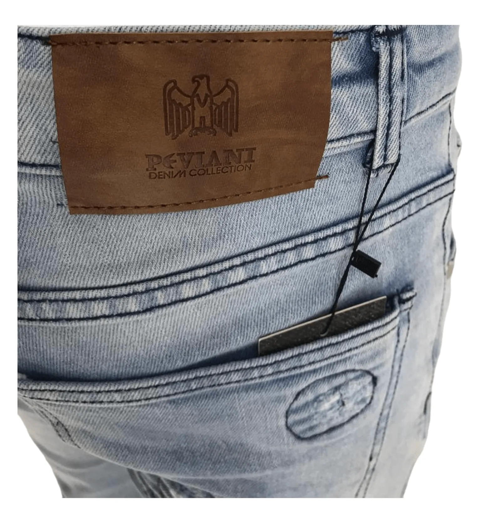 Men's Ripped Jeans Light Blue Men Peviani Carrot Fit Jean Designer Slim Patchwork Biker Denim Trouser Jeans Pants