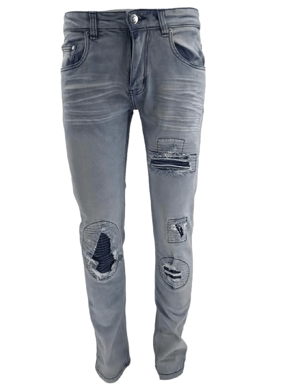 Men's Ripped Jeans Light Blue Men Peviani Carrot Fit Jean Designer Slim Patchwork Biker Denim Trouser Jeans Pants