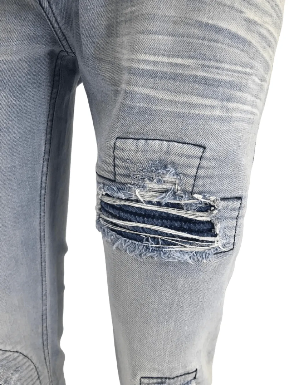 Men's Ripped Jeans Light Blue Men Peviani Carrot Fit Jean Designer Slim Patchwork Biker Denim Trouser Jeans Pants