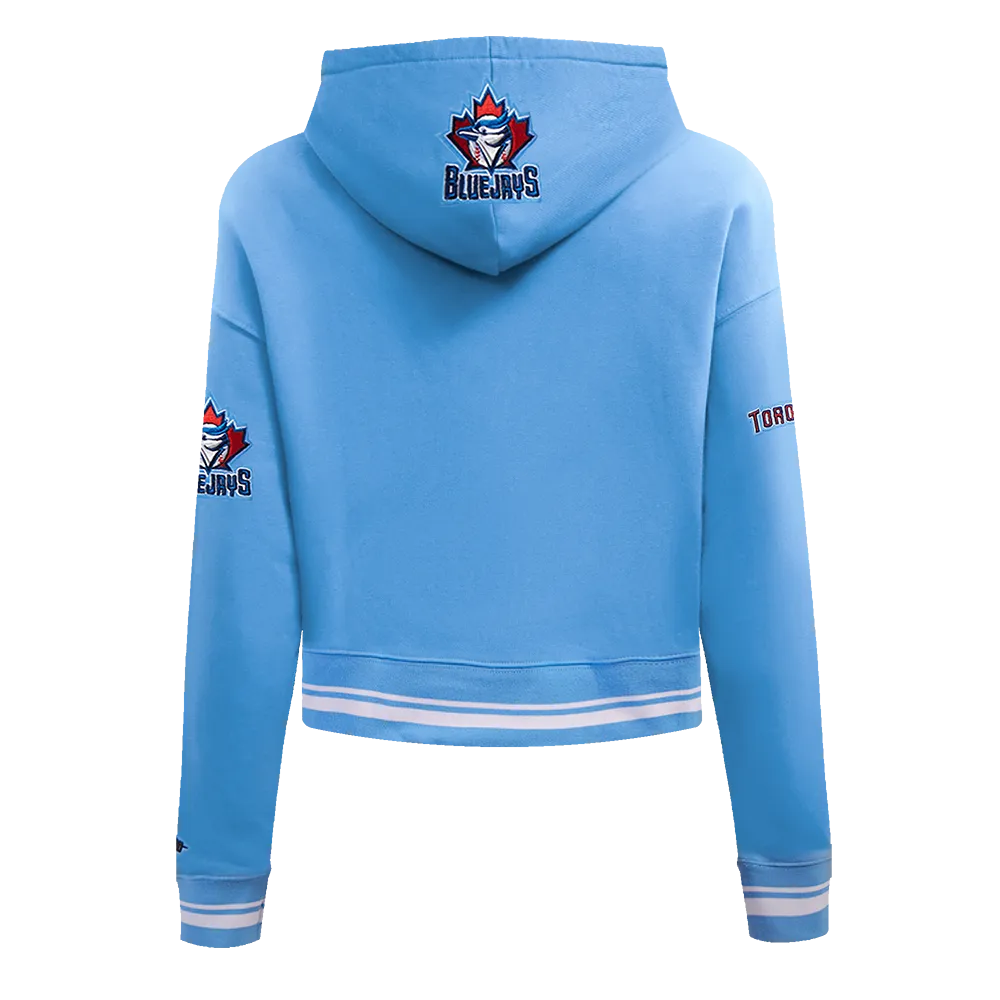 MLB TORONTO BLUE JAYS RETRO CLASSIC WOMEN'S RIB CROPPED PO HOODIE (UNIVERSITY BLUE)
