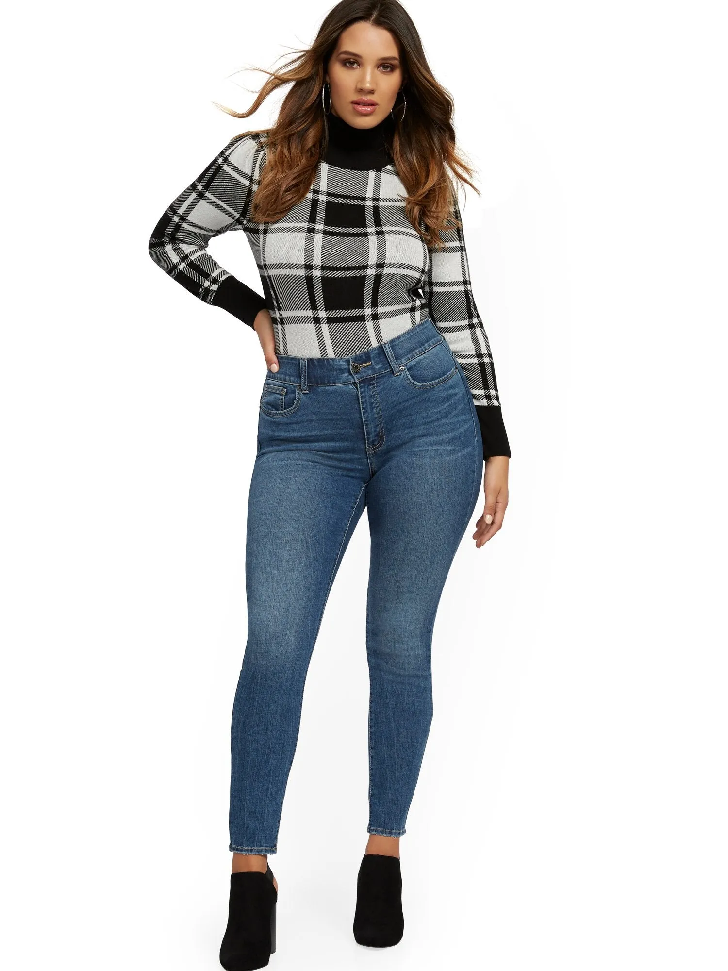 Mya Curvy High-Waisted Sculpting No Gap Super-Skinny Jeans - Blue Love