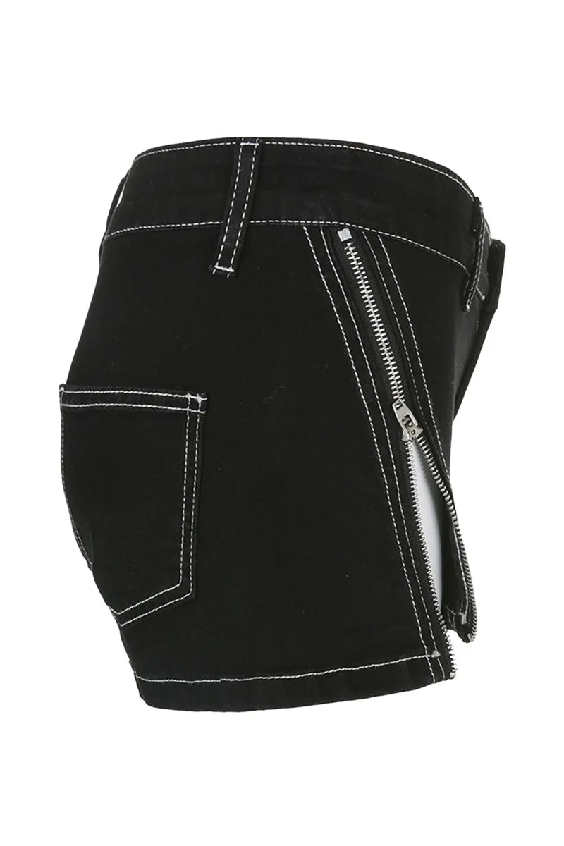 PD1062 Zip Up Denim Shorts