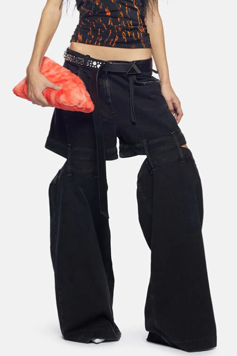 PE536 Denim Straight Long Pants