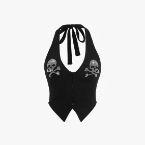 Punk Bling Skull Halter Top