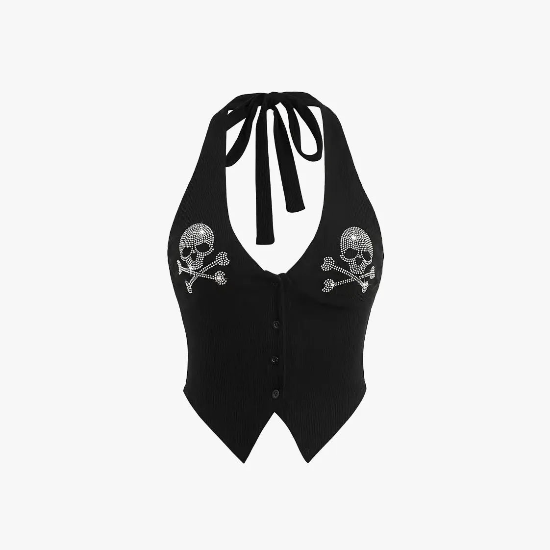 Punk Bling Skull Halter Top