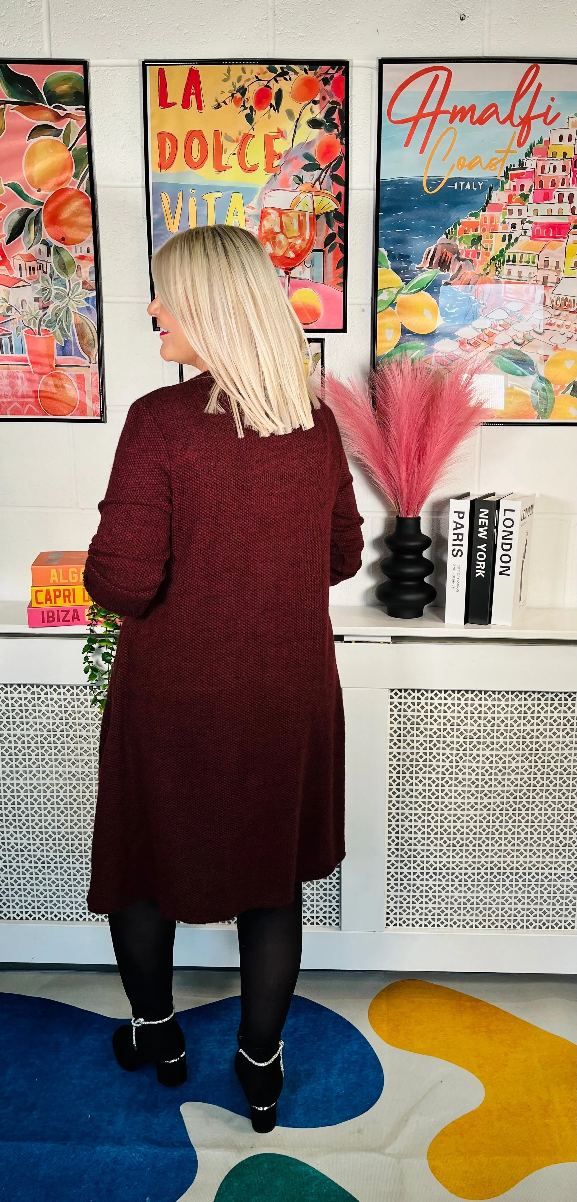Reed Rainbow Jumper Dress - Burgundy