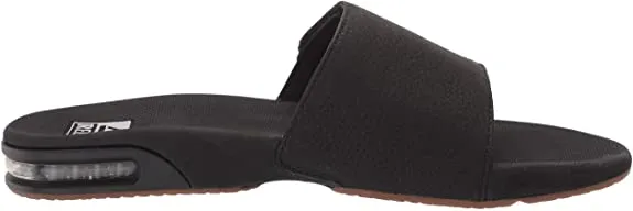 Reef Men's Fanning Slide Sandals- Black/ Silver