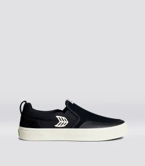 SLIP-ON PRO Black Suede and Canvas Ivory Logo Sneaker Women