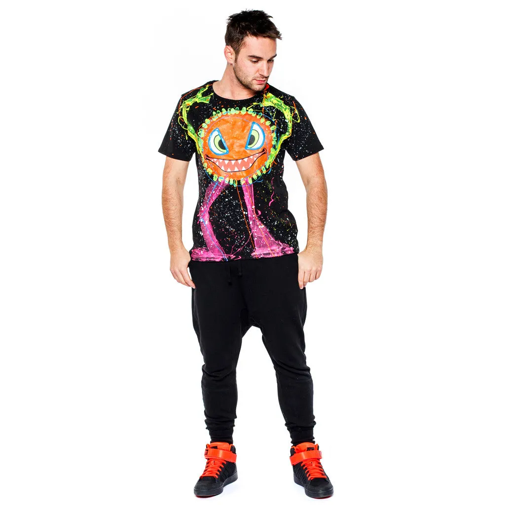 SPLAT MONSTER ORANGE UNISEX T-SHIRT BLACK