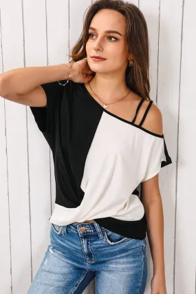 Twisted Asymmetrical Neck Top
