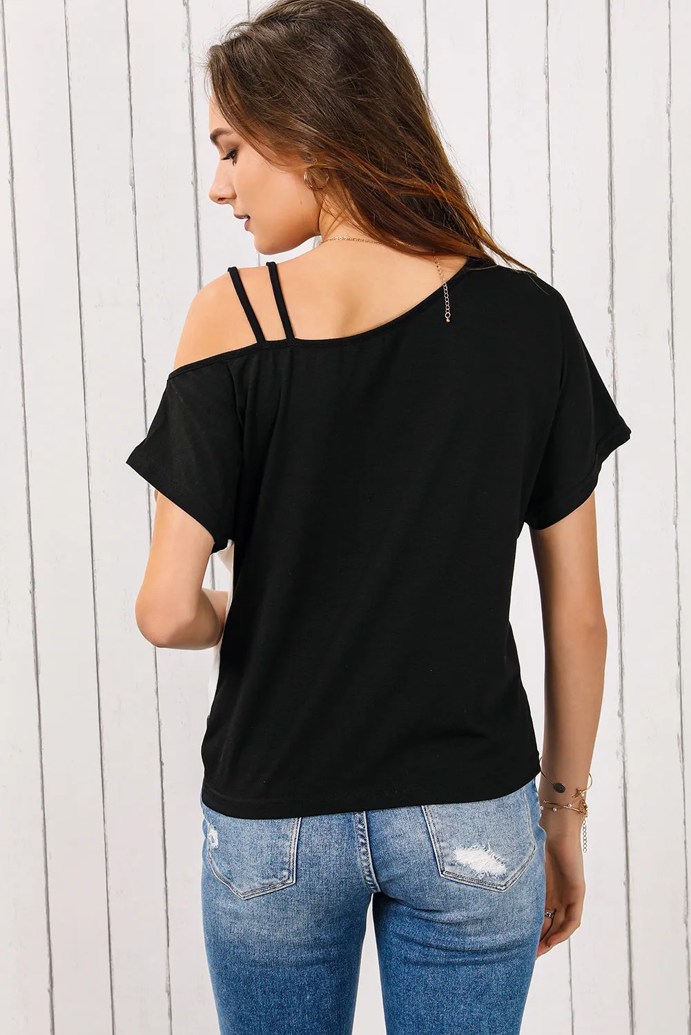 Twisted Asymmetrical Neck Top