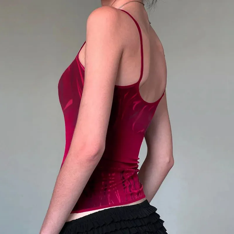 Vintage Printed Halter Crop Skinny Top