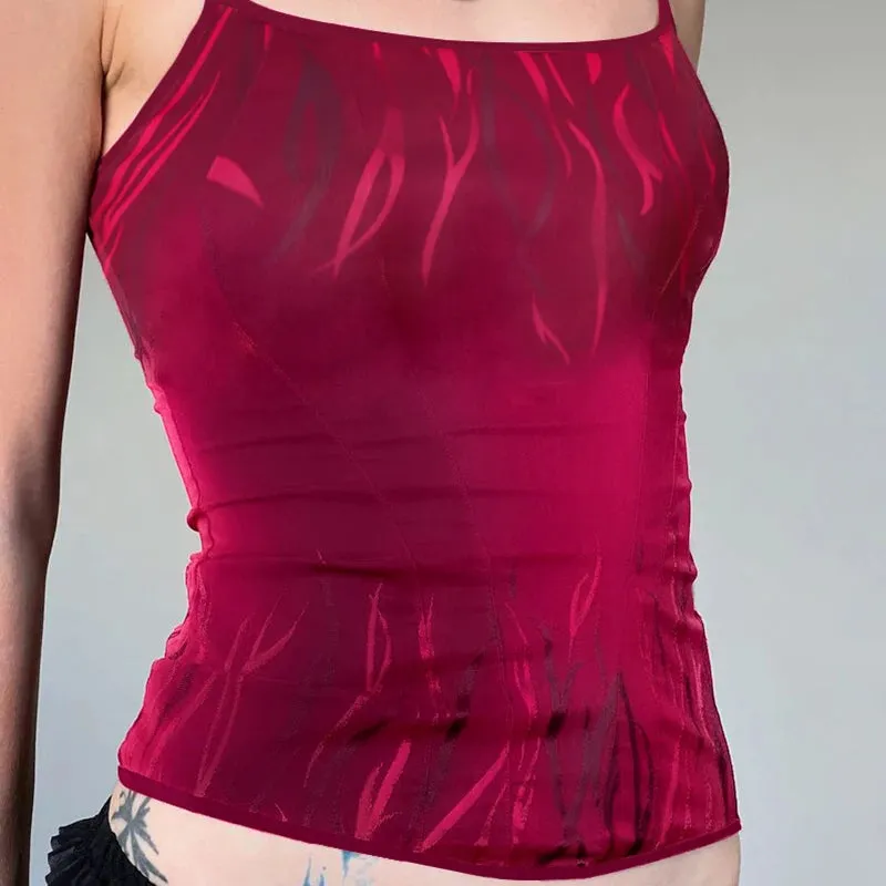 Vintage Printed Halter Crop Skinny Top